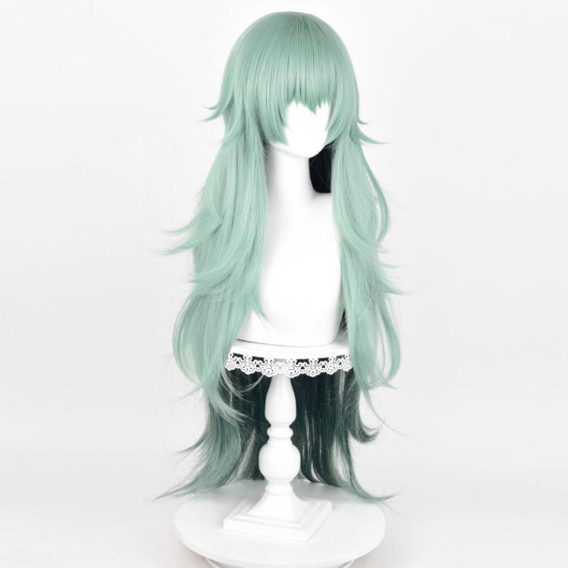 95cm Takatsuki Sen Cosplay Pruik Groen Verloop Krullend Lang Pruik Eto Yoshimura Anime Pruiken Hittebestendig Synthetisch Haar + Pruikenkapje white