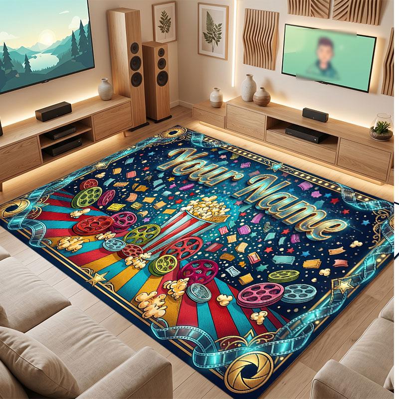 Celebration Theme Crystal Velvet Floor Rug Personalized Custom Name Text Warm Carpet Home Decoration