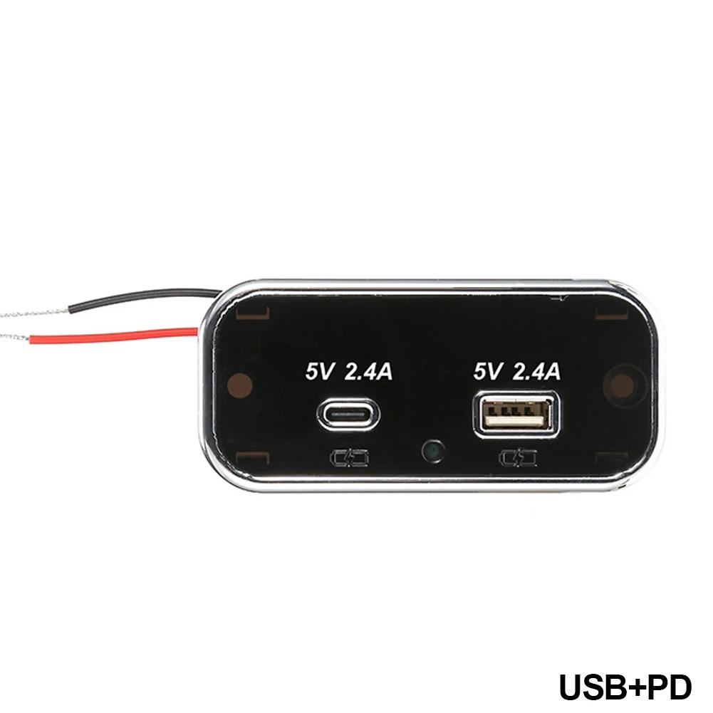 3 Ports 24W PD Type-C 2.1A 1A USB Car Charger Socket 12/24V for Motorcycle Auto Truck ATV Boat RV Bus Power Adapter Outlet