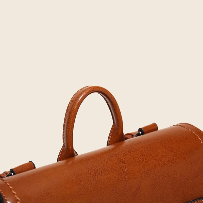 Women's Backpack Genuine Leather Women's Bag Fashion Oil Wax Bag Cowhide Bag Backpack