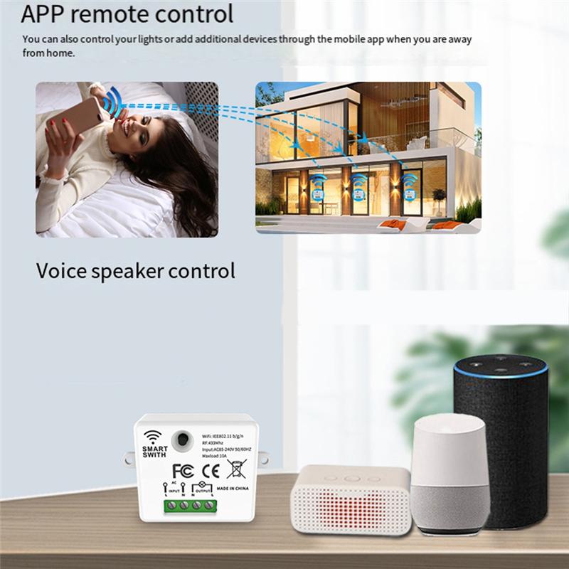 

ABNR Tuya Wifi Rf433mhz Smart Wireless 1 Gang Remote Control Lighting Wall Switch For Lamp LED B білий