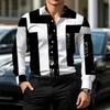 Trendy Men's Long-sleeve Shirt, Geometric Block Pattern, Versatile Casual Formal Wear