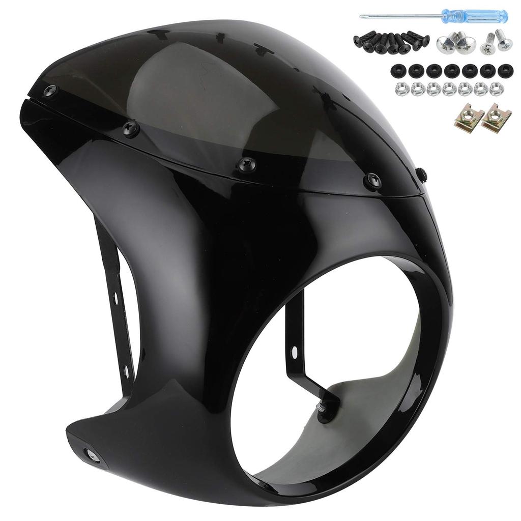 DOACT Headlight Fairing Bikini Cowl Set 7-inch Windproof, Dirtproof, Sturdy, Corrosion-Resistant ABS Material, Bright Black + Black Cover, Easy Instal