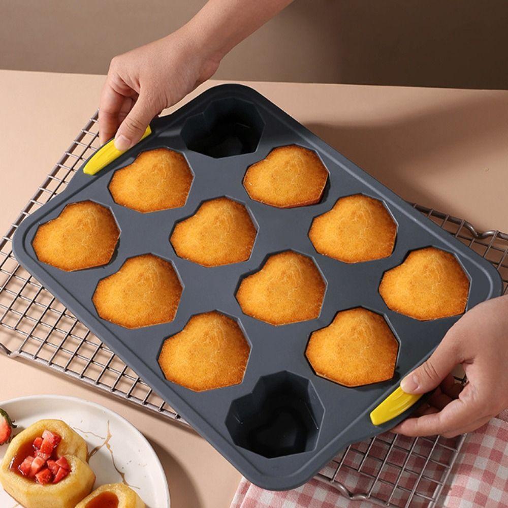 12-Cavity Silicone Cake Mold Food-Grade Pudding Jelly Mold Heart-Shaped Baking Mold  Dessert Making