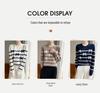 Women's Wool Round Neck Color Block Sweater - Loose Knit Long Sleeve