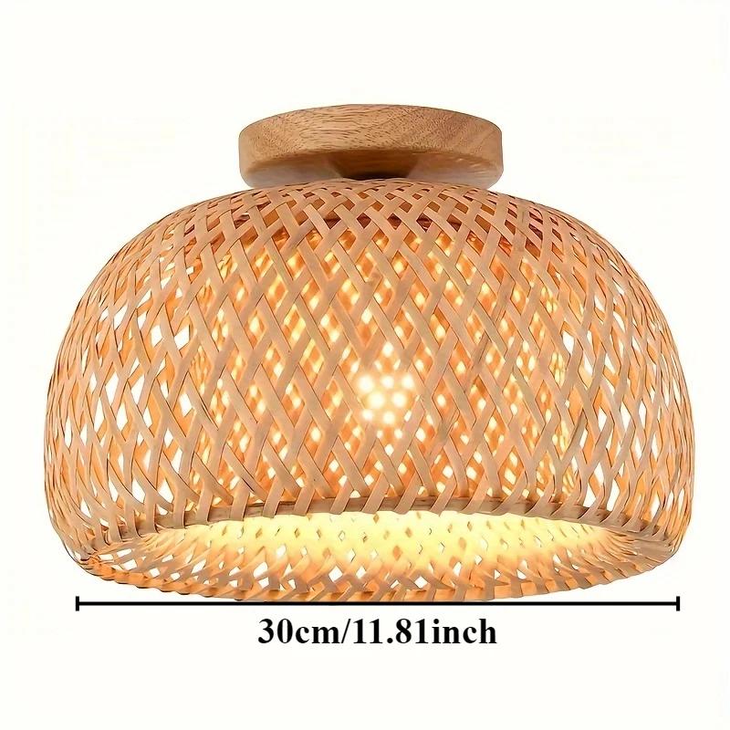 

1pc Dia30cm Handcrafted Bamboo & Rattan Ceiling Light - E27 Base - Perfect for Living Room Bedroom Dining Area Hallway Porch No Bulb