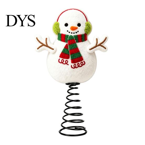 Reusable Christmas Tree Decor Wool Felt Topper, Cute Snowman/Santa Claus Treetop Ornament with Holiday Decoration Spring Base, Xmas for Home