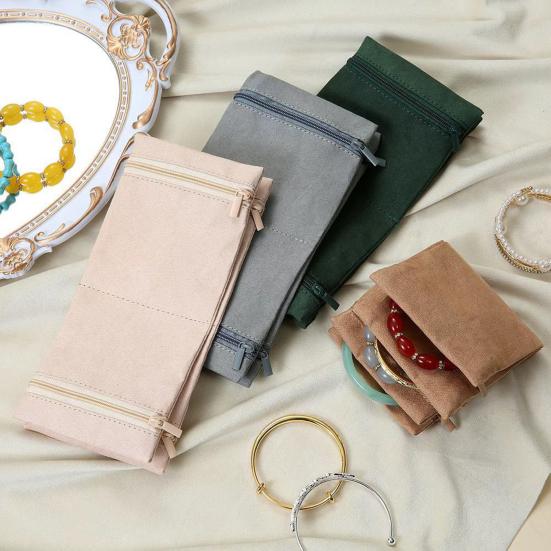 Jewelry Storage Bag Rings Earrings Bracelet Necklace Storage Pouch Foldable Zipper Closure Travel Jewelry Organizer