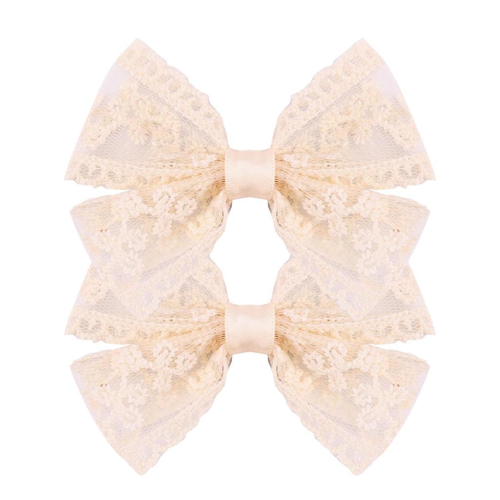 Francuska Retro Urocza Koronkowa Kokarda Klips do Włosów, Wszechstronny Klips do Włosów 2 szt.