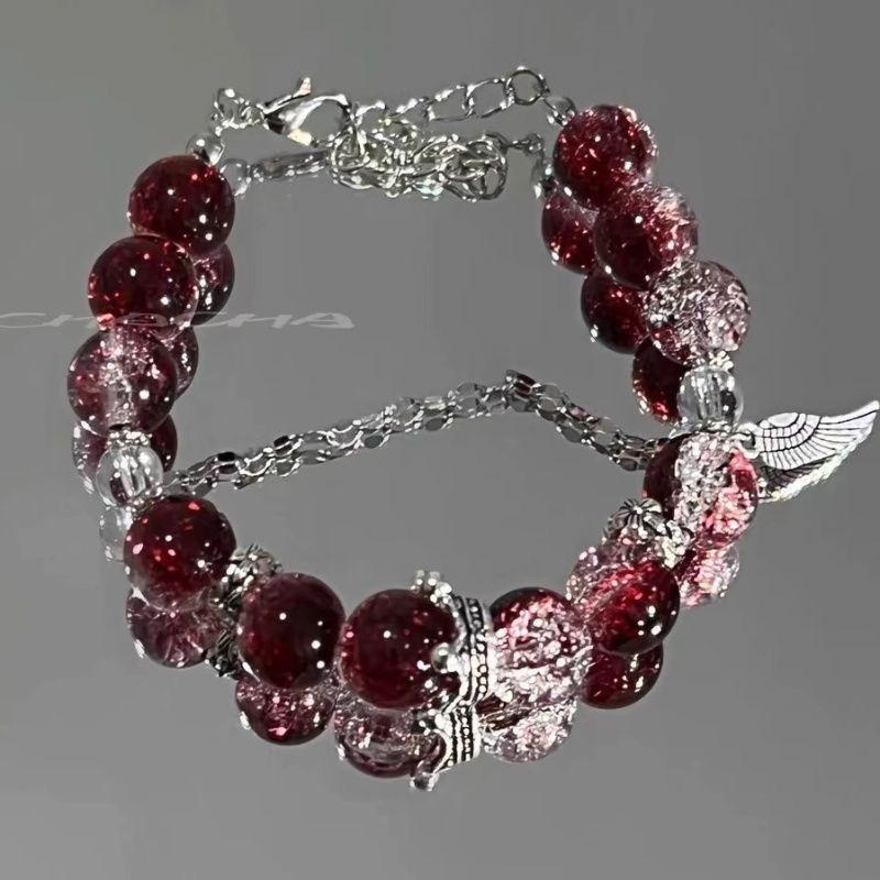 New fashion niche temperament versatile dark red crown high-end bracelet