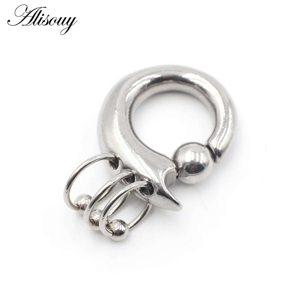 Alisouy 1 STÜCK Edelstahl-Federclip-Kugelperlen-Ring-Ohrgewichte, großes Messgerät, gestreckte Lappenohrringe, Ohr-Expander, Körperschmuck