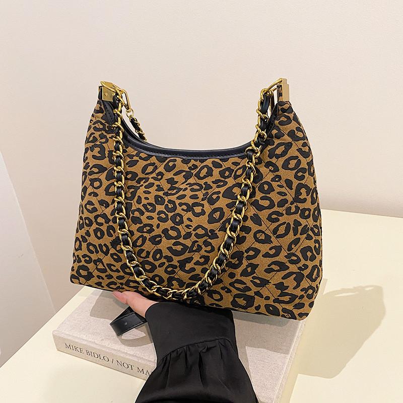 Elegant And Modern Leopard Print Pu Small Shoulder Bag With Chain Strap For Women