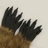 New Pair Gloves Faux Costume Prop Halloween Novelty Black+Brown Artificial Fur Mane