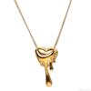 Stainless Steel Gold-Plated Love Heart Necklace with Inlaid Diamonds