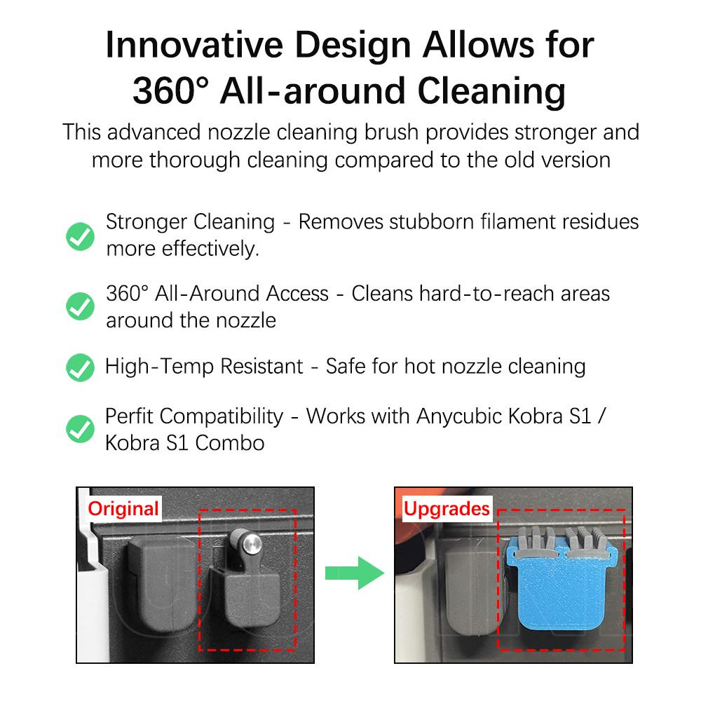 2.0 Version Nozzle Wiper For Kobra S1 Hot end Nozzle Wiper Nozzle Silicone Brush For Anycubic Kobra S1C Nozzle Brush Cleaner