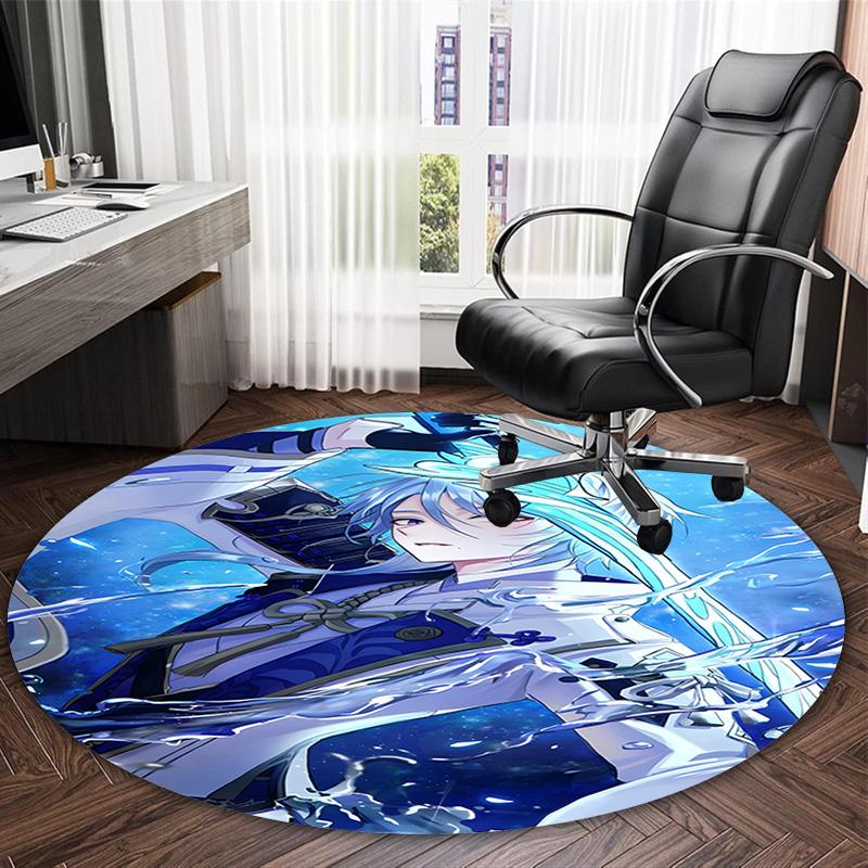 1pc Genshin Impact1 Print Round Carpet Chair Round Carpet Suitable for Bedroom Living Room Home Decorative Carpet