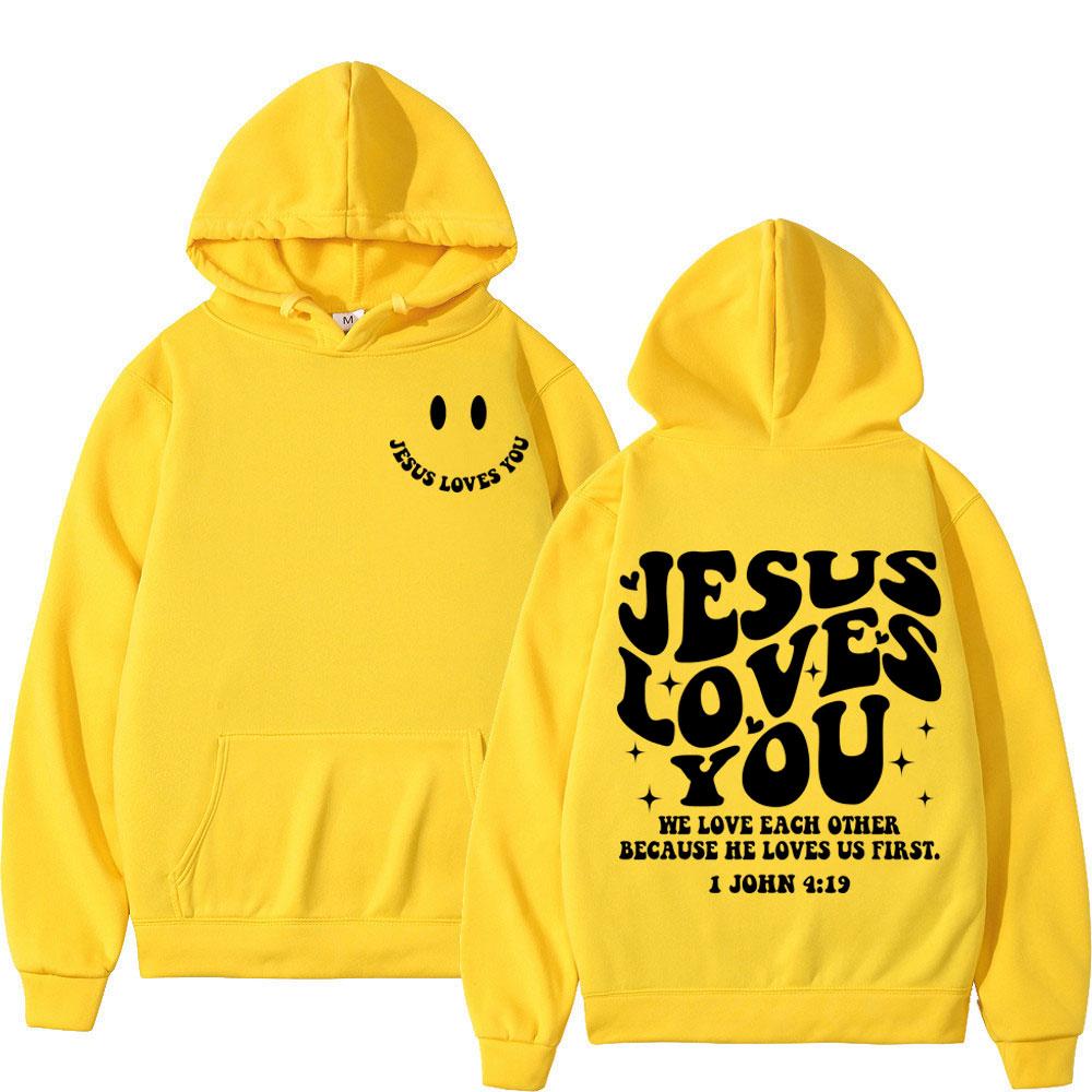 Style double-sided printed hoodie with Jesus' love for you fashionable Men's sweatshirt high-quality retro sweatshirt