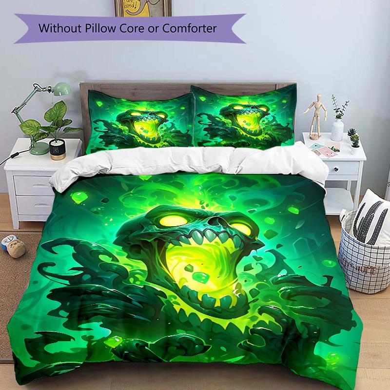3pcs Monster "Greenery" Bedding Set, Includes 1 Comforter + 2 Pillowcases, Without Pillow Inserts, Soft Comfortable, Lightweight Breathable,