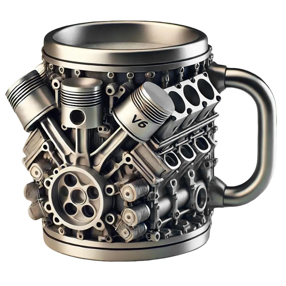 Engines Stainless Steel Cup Handmade Engines Coffee Cup For Car Enthusiasts Capacity Tea Mug For Home Or Office Unique 3D