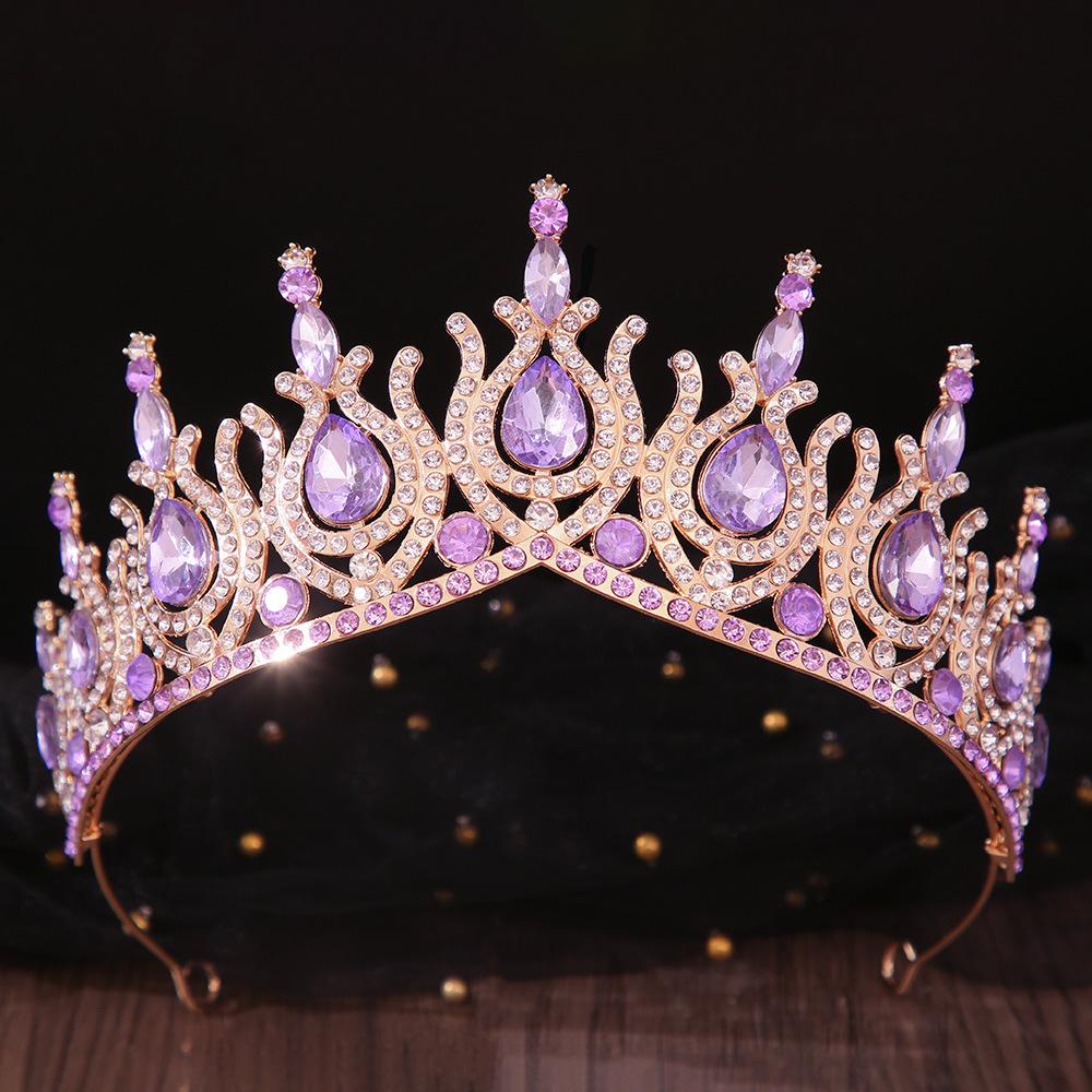 DIEZI 19 Colors Baroque Opal Crystal Tiara Crown For Women Girls Wedding Party Elegant Luxury Rhinestone Crown Hair Jewelry