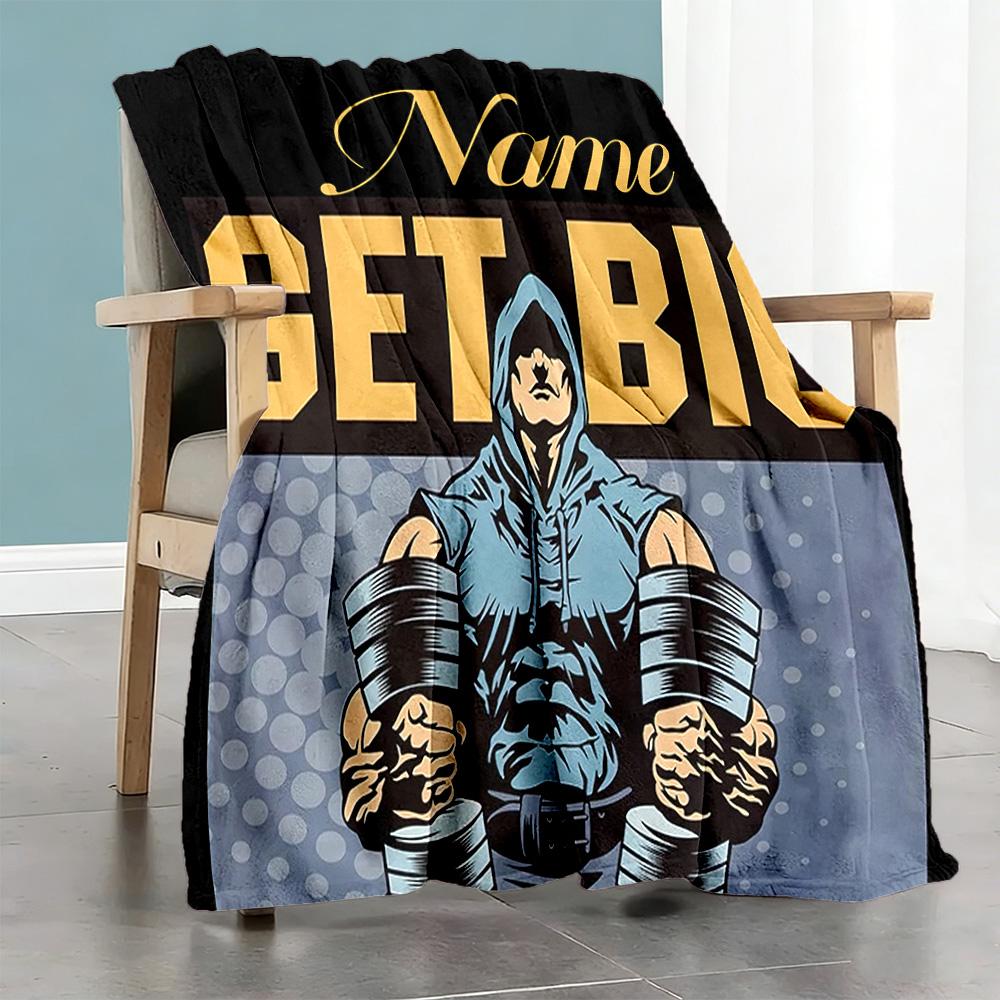Build Muscle Customize Your Name Blanket Gift Personalized Blanket Comfortable Throw For Living Room Bedding Picnics Bed Four Seasons Universal