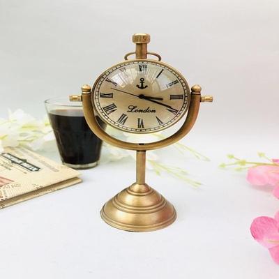 13.97 Cm Brass Compass Table Clock