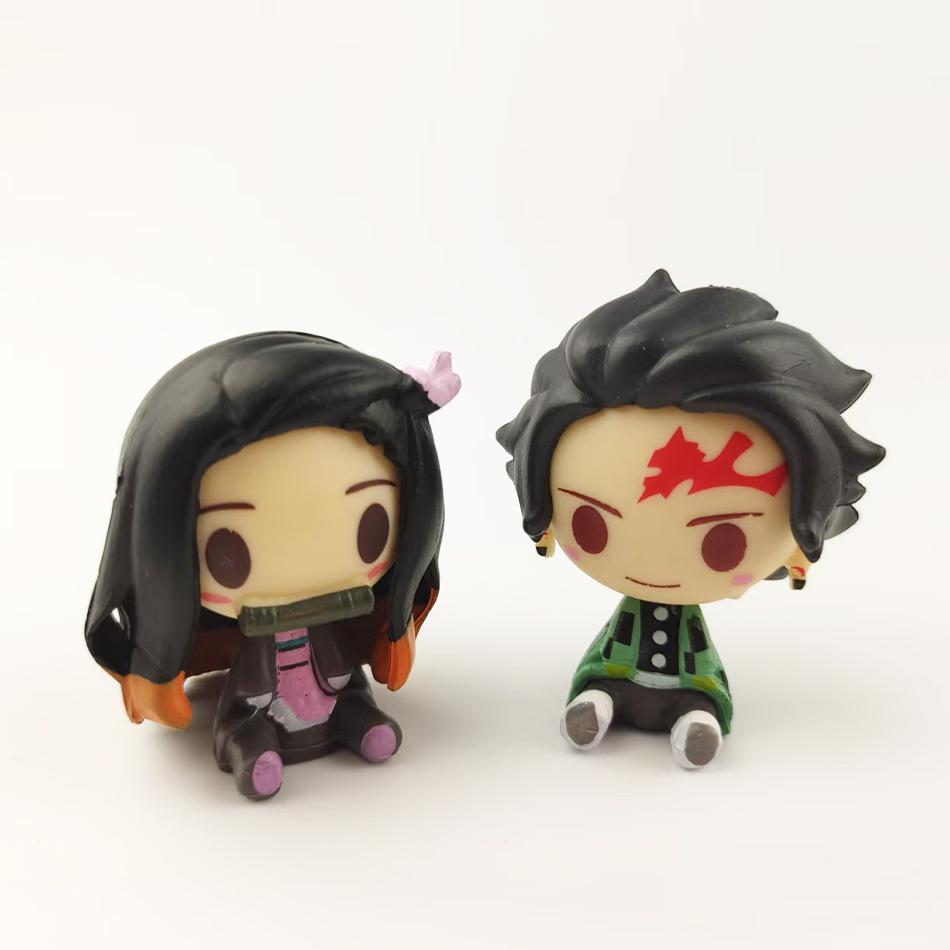 Anime Figure 4pcs/set Anime Demon Slayer Kimetsu No Yaiba Figure Q Posket Kamado Tanjirou Kamado Nezuko Agatsuma Figure Toys