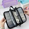 Large-capacity Grid Pencil Case Multi-layer Student Stationary Boxes Pen Storage Bag  School/Office