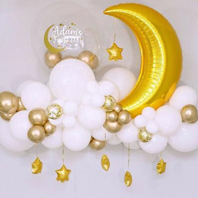 Conjunto de balões de estrela e lua de 60 peças para decoração caseira faça você mesmo do festival muçulmano EID Mubarak