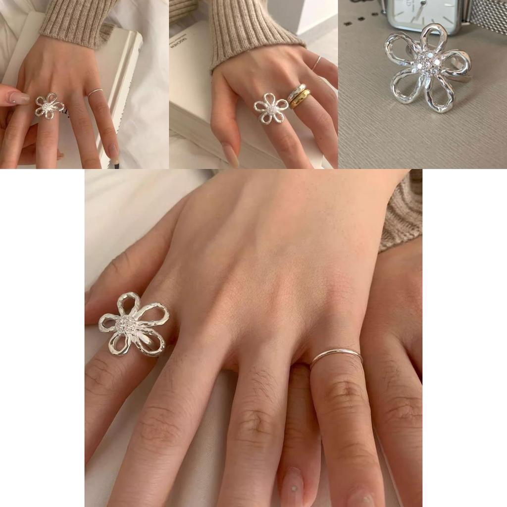 Trendy Fashionable And Large Flower Design Ring For Women Adjustable Open Style