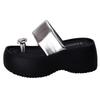 Thick-soled Heightening Set of Toe Cool Slippers for Women's Summer Wear 2025 New Models with Skirts, Beach High Heels, One-word Sandals