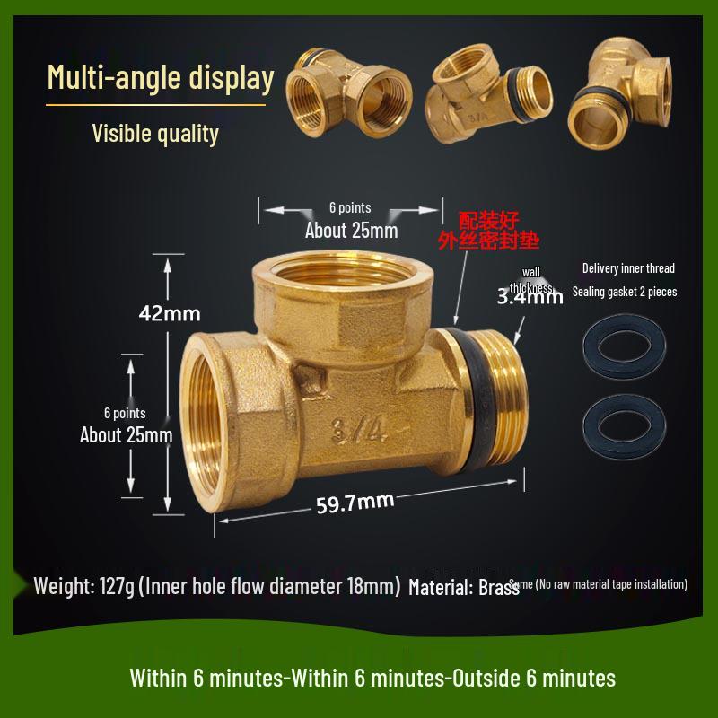 Copper Union with Inner/Outer Threads, Double Inner Thread Water Heater Connector Tee/Elbow Nipple, 46mm & 1" Thread, Different Diameters.
