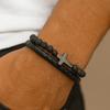 Leather Lava Rock Bead Bracelet Black Inspirational Quotes Bracelets  Husband