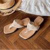 New Style of Women's Height-increasing Shoes with Hollowed-out Square Toe and Flip-flops Devotion