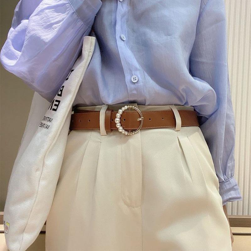 Pearl Fashionable Korean Buckle Belt Unique Style Versatile Accessory Women For