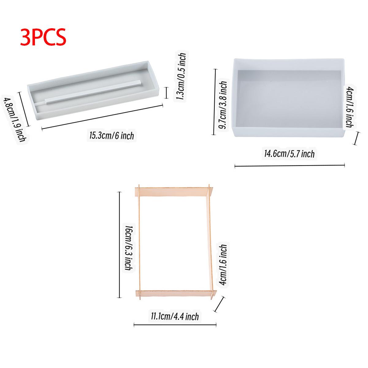 3PCS Base Dropper Mold Dried Flower Ornament Specimen Rectangular Base Box Silicone Mold