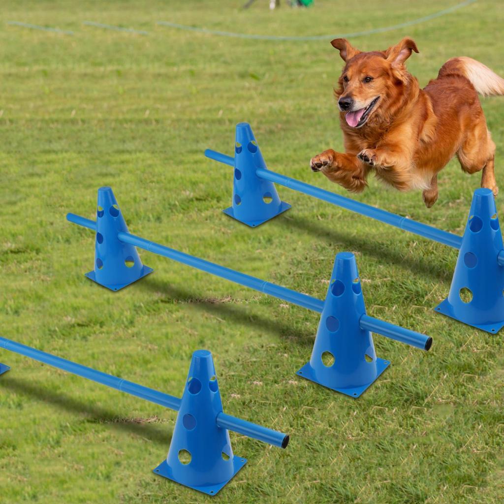 Hurdle Cone Set Include 6 Agility Cones 3 Rods for Running Obstacle