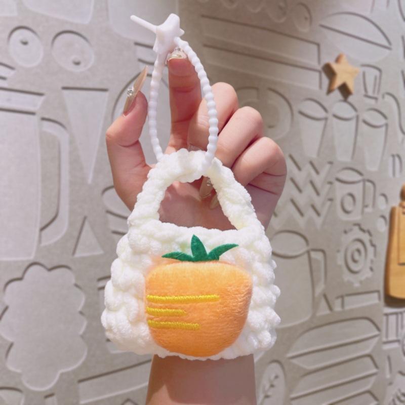 Cute Fruit Cartoon Knitted Children Coin Purse Earphone Case Braided Keychain Pendant
