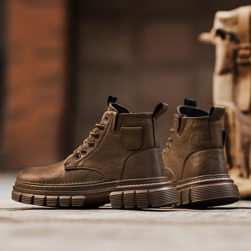 

Мужские ретро ботинки Мартин на шнуровке из микрофибры – Толстая подошва, круглый носок для осени/зимы, для активного отдыха, пеших прогулок и мотоциклетной езды 44 хаки