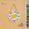 Classroom Decor Sign Wooden Welcome for Door, to Our Round Front Door Hanging Hanger, Sign, Back School Preschool Decoration Hanger