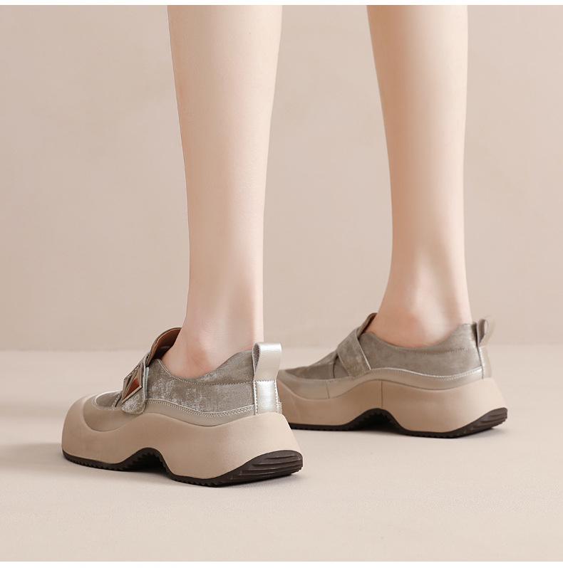 Women's Retro Leather Slip-On Sneakers - Breathable Spring/Summer Casual Low-Cut Shoes