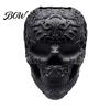 Spooky Home Decorations Halloween Skull Makeup Brush Holder, Matte Black Gothic Skeleton Pen Organizer Holder for Desk, Resin Storage Figurine