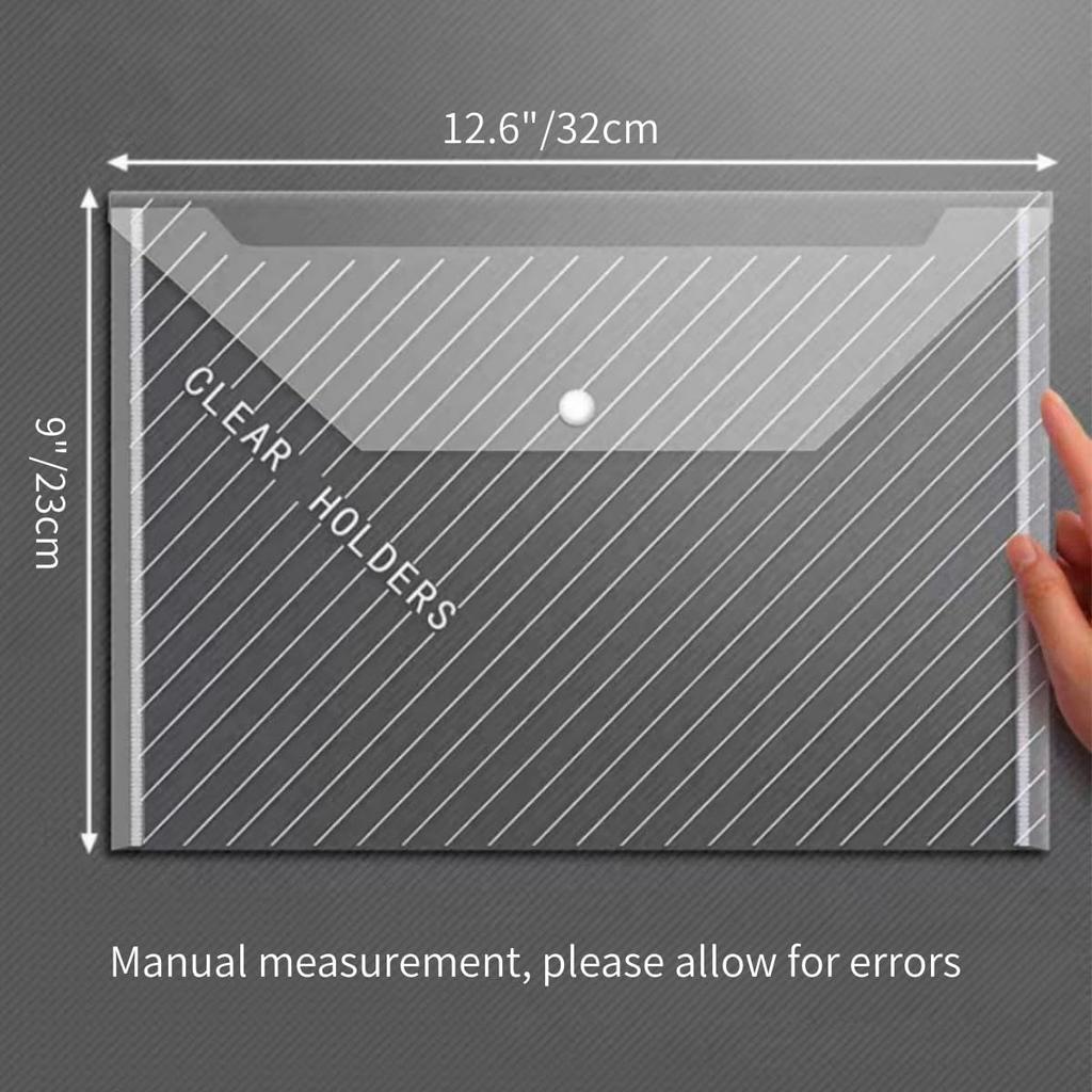 5 Pack Folders Plastic Envelopes, Plastic File Folders for Documents, Letter A4 Size, File Envelopes for Home, Office