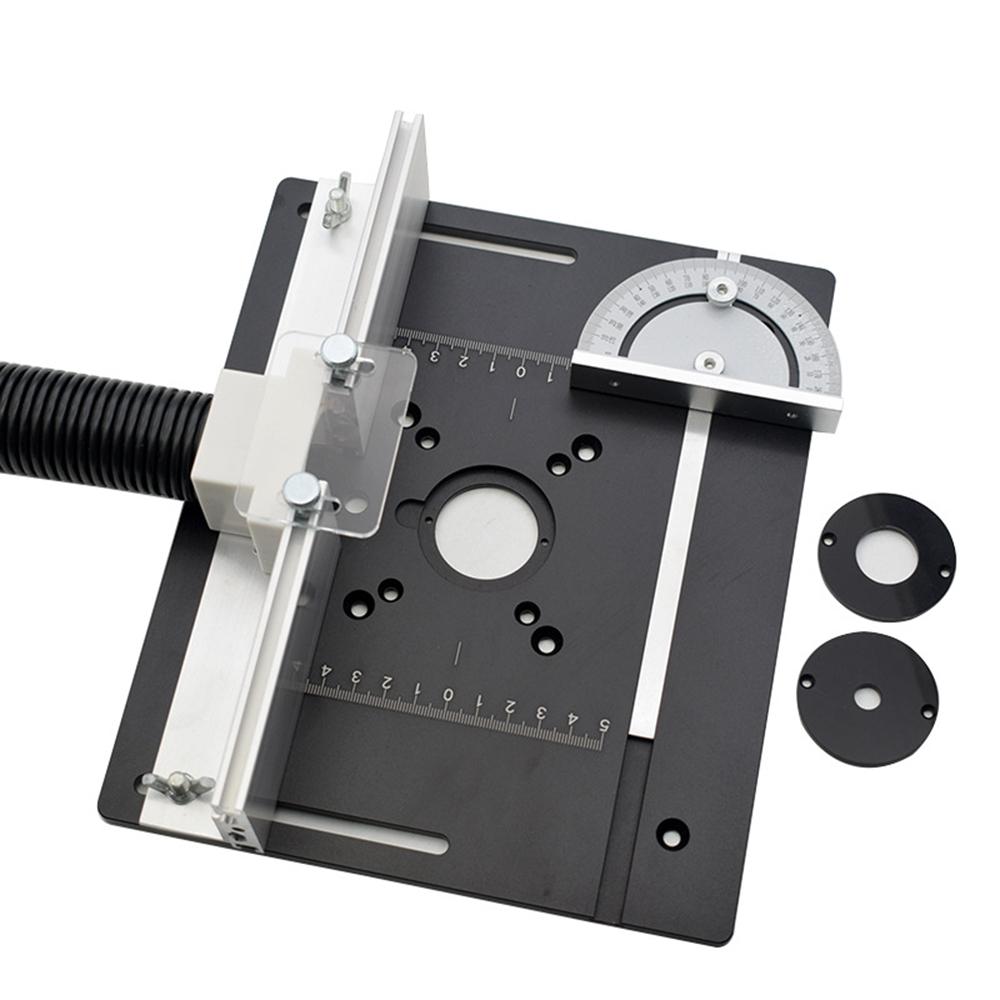 Aluminium Router Table Insert Plate Woodworking Trimmer Electric Wood Milling Flip Plate With Miter Gauge for DIY Working Benche