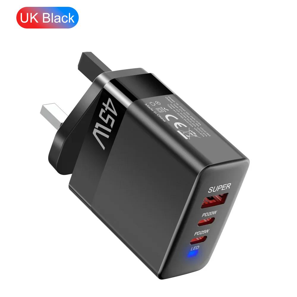 Încărcător USB PD 45W 3 Porturi Încărcare Rapidă QC3.0 Mufă EU/SUA/UK Adaptor Încărcător de Perete Pentru iPhone Xiaomi Samsung