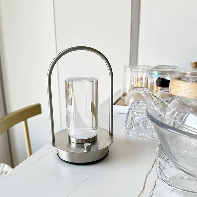 

Креативная светодиодная беспроводная настольная лампа в индустриальном стиле, настольные лампы для кемпинга, освещения ресторана, ночники серебряный