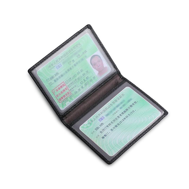 Ultra-Thin Genuine Leather Bifold Wallet with Multiple Card Slots & Litchi Grain