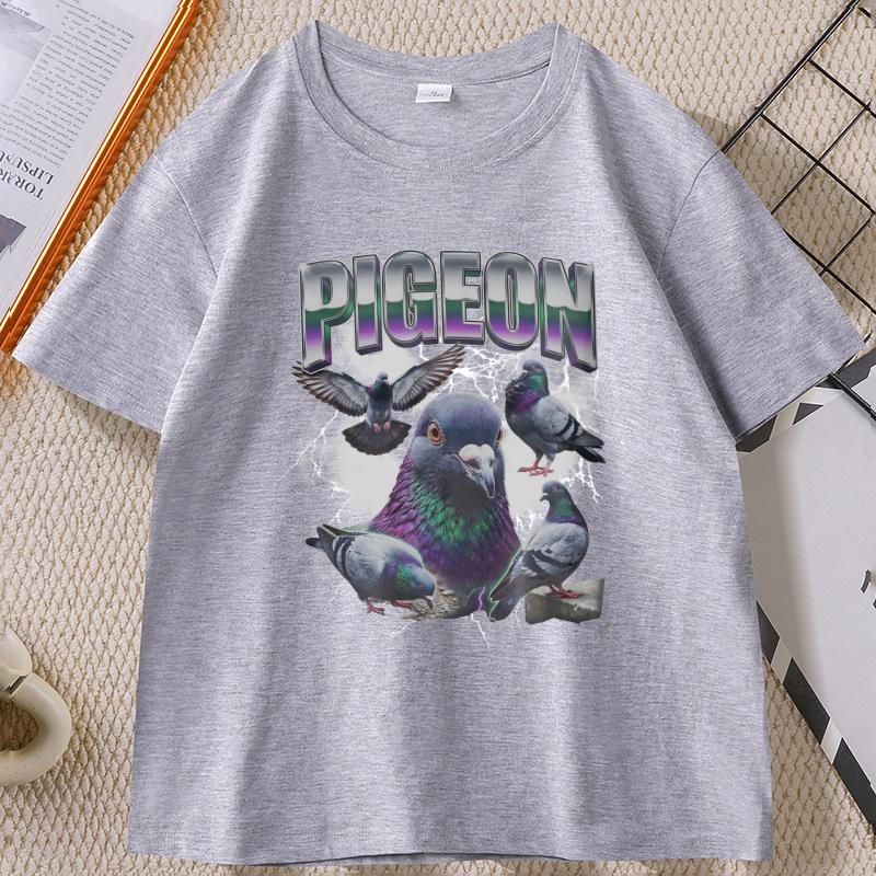 Vintage Pigeon T Shirt 90s Rap Tee City Bird Graphic T Shirts Dove Lover Tshirt Casual Round Neck Printed Short Sleeve Clothes