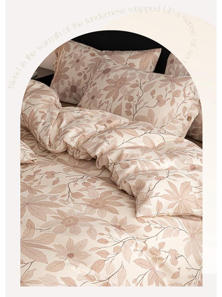 Pastoral A-Class Cotton Linen Buttoned Bedding Set: High-End, Skin-Friendly, Comfortable.