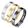 Stylish European 3MM Smooth Stainless Steel Couple Rings with Customizable Laser Logo